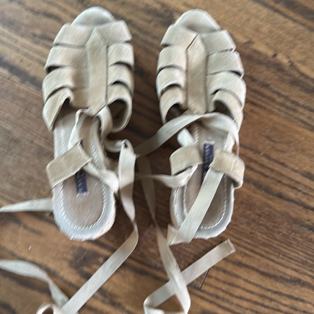 Ralph Lauren purple label beige suede espradrilles